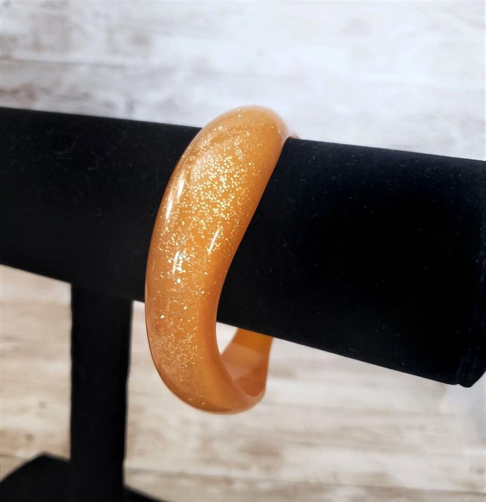 Vintage Bracelet / Bangle Wavy Glittery Orange